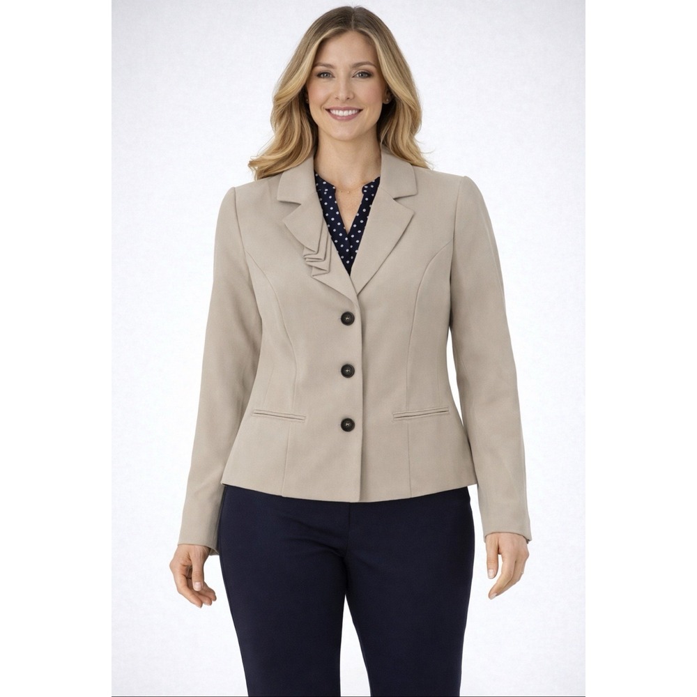 Danny & Nicole Women's Size 16 Beige Blazer‎ Jacket Button Front Career
